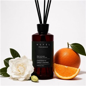 NEFÉL FRAGRANCE GARDENIA & SWEET ORANGE 480 ml - Dyfuzor zapachowy z patyczkami,  zapach gardenii oraz słodkich pomarańczy - zdjęcie 2