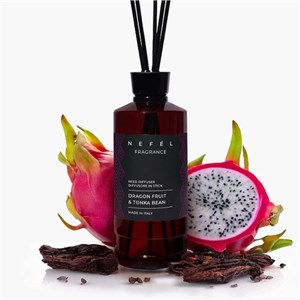 NEFÉL FRAGRANCE DRAGON FRUIT & TONKA BEAN REED DIFFUSER 480 ml - Dyfuzor zapachowy z patyczkami, zapach smoczy owoc i tonka  - zdjęcie 2