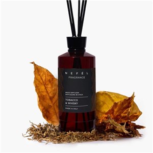 NEFÉL FRAGRANCE TOBACCO & WHISKY REED DIFFUSER 480 ml - Dyfuzor zapachowy z patyczkami, zapach tytoń i whisky - zdjęcie 2