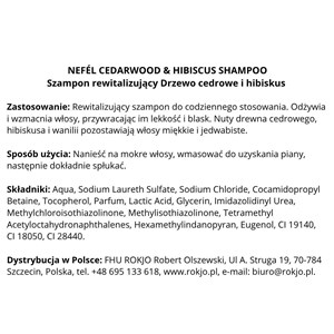 NEFÉL SHAMPOO CEDARWOOD & HIBISCUS 480 ml - Szampon rewitalizujący Drzewo cedrowe i hibiskus - zdjęcie 5