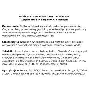 NEFÉL BODY WASH BERGAMOT & VERVAIN 480 ml - Żel pod prysznic Bergamotka i Werbena - zdjęcie 5