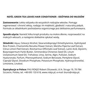 NEFÉL HAIR CONDITIONER GREEN TEA LEAVES 480 ml - Odżywka do włosów  - zdjęcie 5