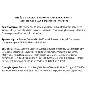 NEFÉL HAIR & BODY WASH BERGAMOT & VERVAIN 5000 ml - Żel i szampon 2w1 Bergamotka i werbena  - zdjęcie 4