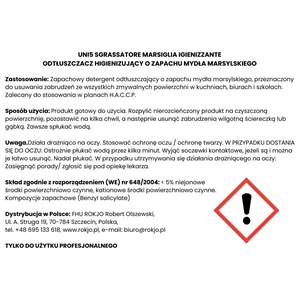 UNI5 SGRASSATORE MARSIGLIA 750 ml - Odtłuszczacz higienizujący o zapachu mydła marsylskiego - zdjęcie 5