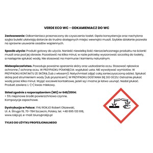 VERDE ECO WC 750 ml - Odkamieniacz do WC - zdjęcie 6