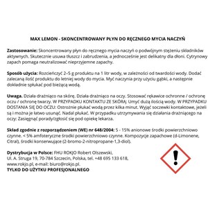 MAX LEMON 5 kg - Skoncentrowany płyn do ręcznego mycia naczyń  - zdjęcie 5