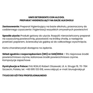 UNI5 DETERGENTE CON ALCOOL 750 ml - Płyn do mycia powierzchni z alkoholem - zdjęcie 5