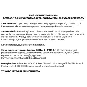 UNI5 PAVIMENTI AGRUMATO 5 kg - Płyn do codziennego mycia podłóg o zapachu cytrusowym - zdjęcie 5