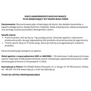 VINCO AMMORBIDENTE MUSCHIO BIANCO 5 kg - Płyn do płukania tkanin Białe Piżmo - zdjęcie 7